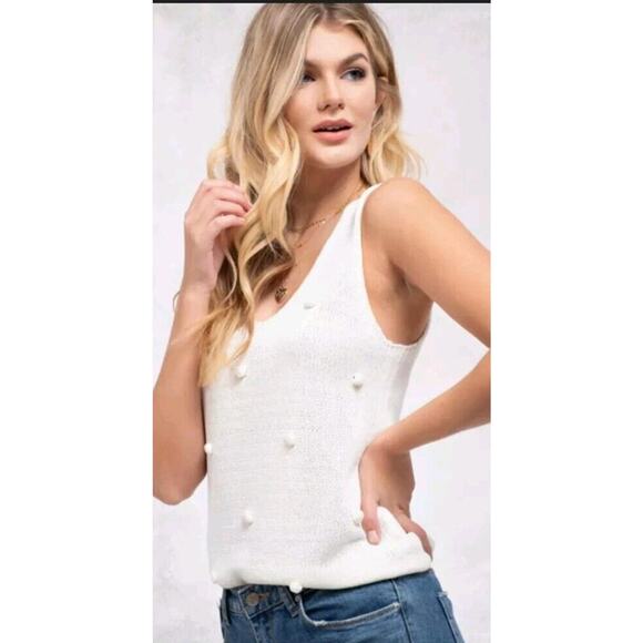 Blu Pepper SZ Small Sweater Tank Twee Coquette Feminine Whimsical Cream - Picture 1 of 10